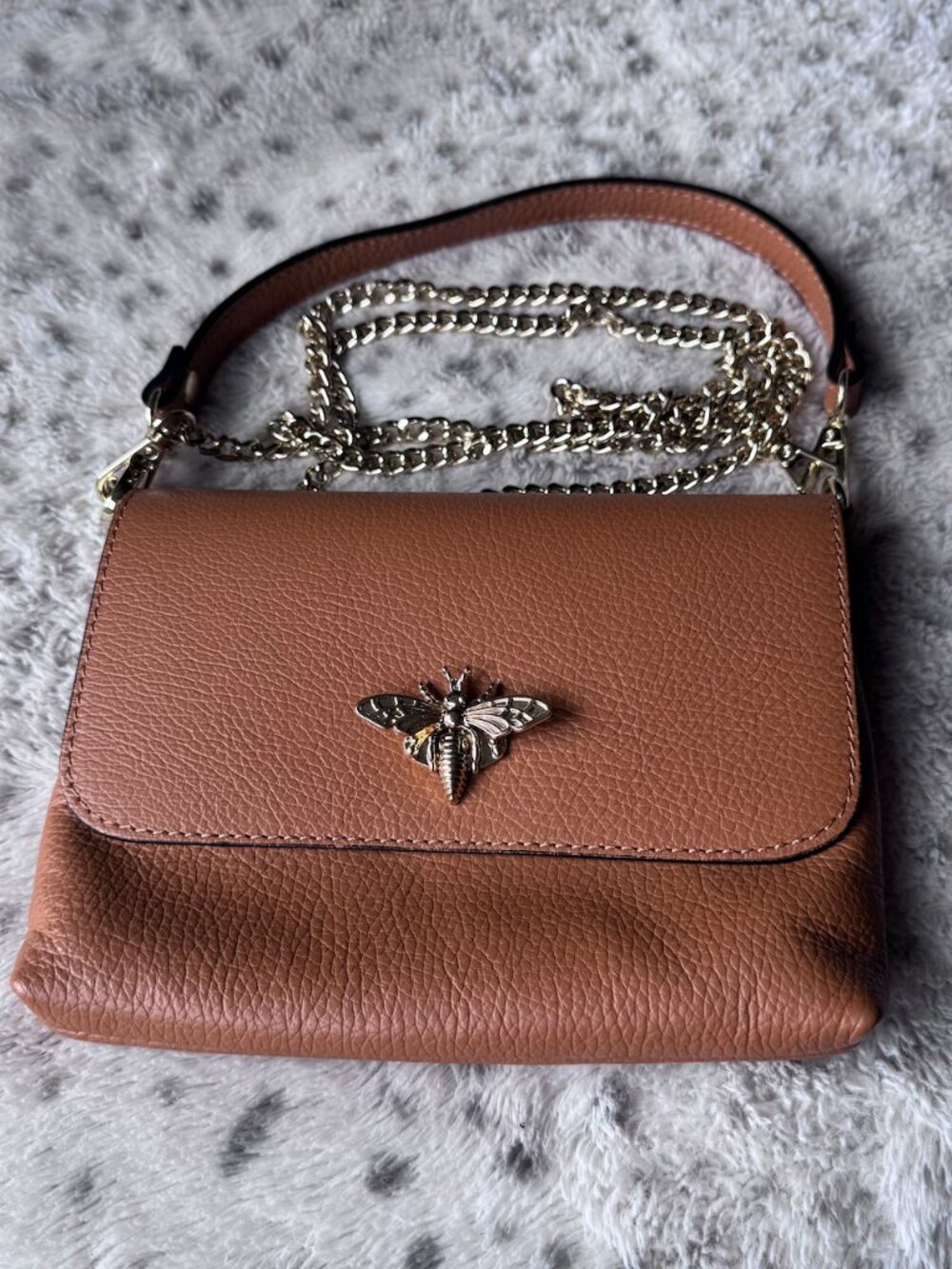 Genuine Leather Crossbody/Handbag, with Ape Closure, Made in Italy